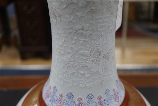 A Chinese bianco sopra bianco bottle vase, Kangxi mark but later, height 41cm